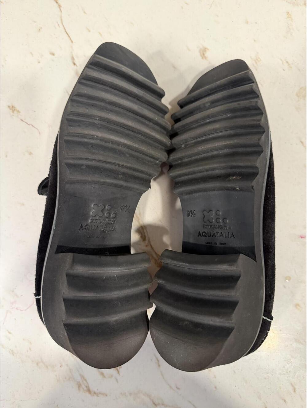 Aquatalia Black Suede Lug Sole Loafers Size 9.5 EUC - Picture 4 of 4
